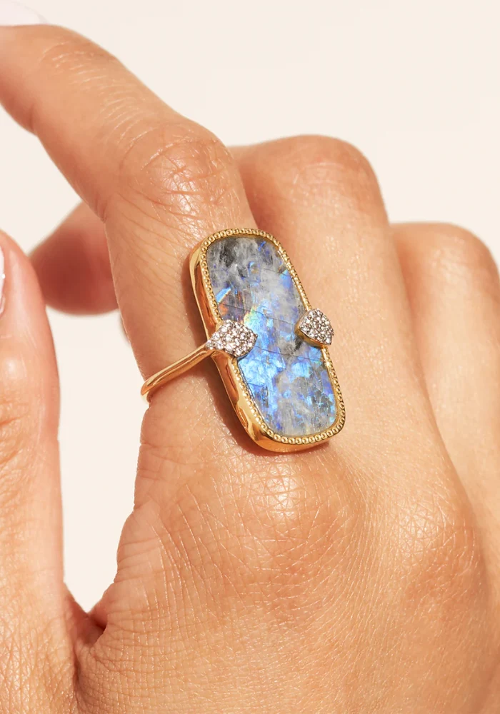 Bague Sangha Onyx Et Pierre de Lune