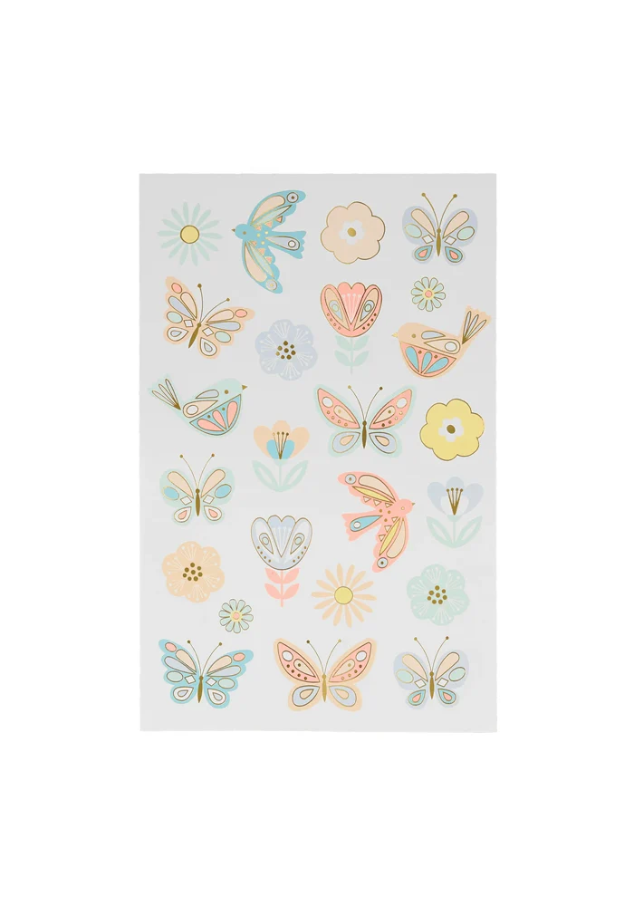 Lot De 2 Planches De Tatouage Oiseaux Et Papillons