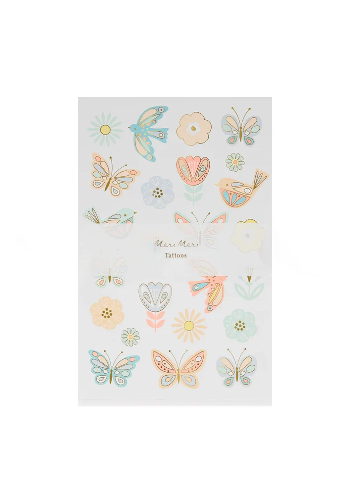 Lot De 2 Planches De Tatouage Oiseaux Et Papillons