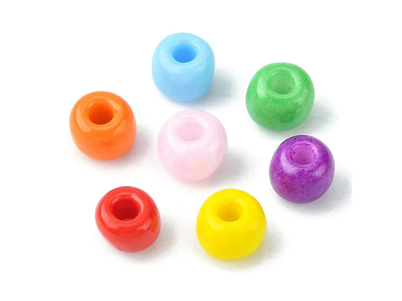 Boite de 7 couleurs de grosses perles de rocailles - 4 mm