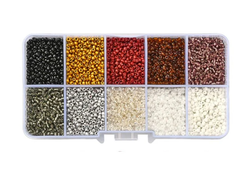 Boite de perles de rocailles - 10 Nuances Métal - 2,5mm - 8500 pcs