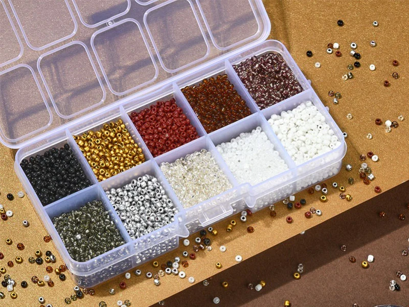 Boite de perles de rocailles - 10 Nuances Métal - 2,5mm - 8500 pcs