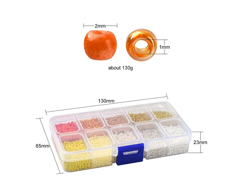 Boite de perles de rocailles - 10 Nuances jaunes orangées - 2,5mm - 8500 pcs