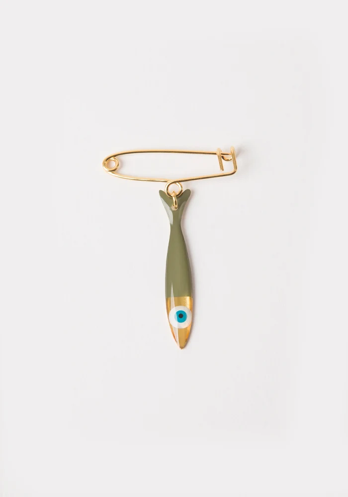 Broche Sardine XXS Kaki