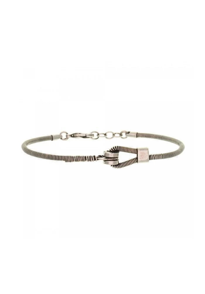 Bracelet Homme Corde De Basse Fixation Horizontale Argt Vieilli