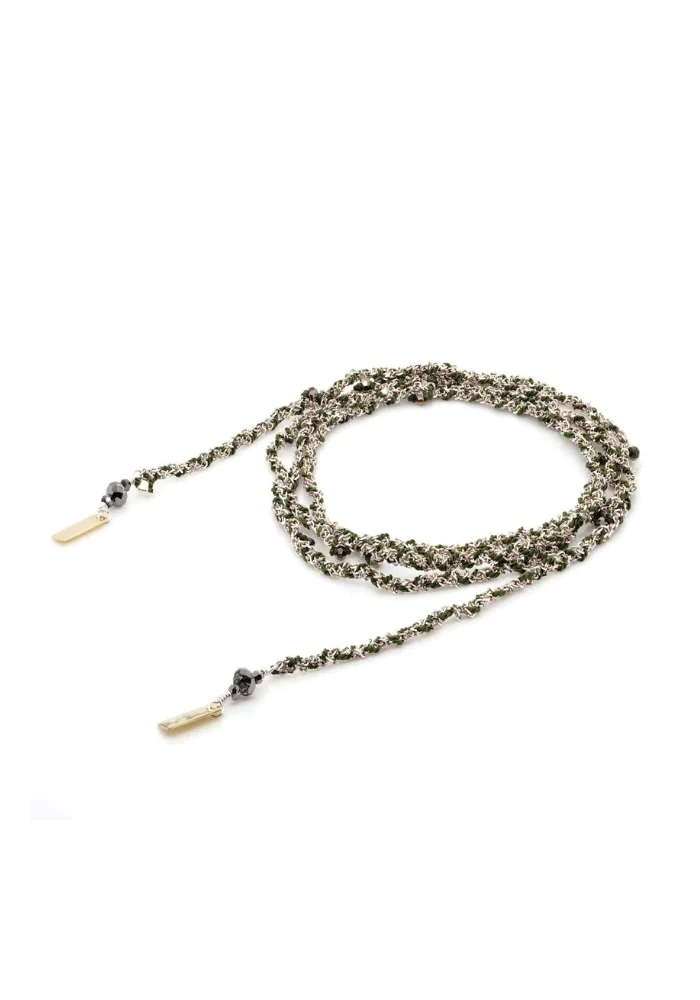 Bracelet N°182 Argent Et Kaki