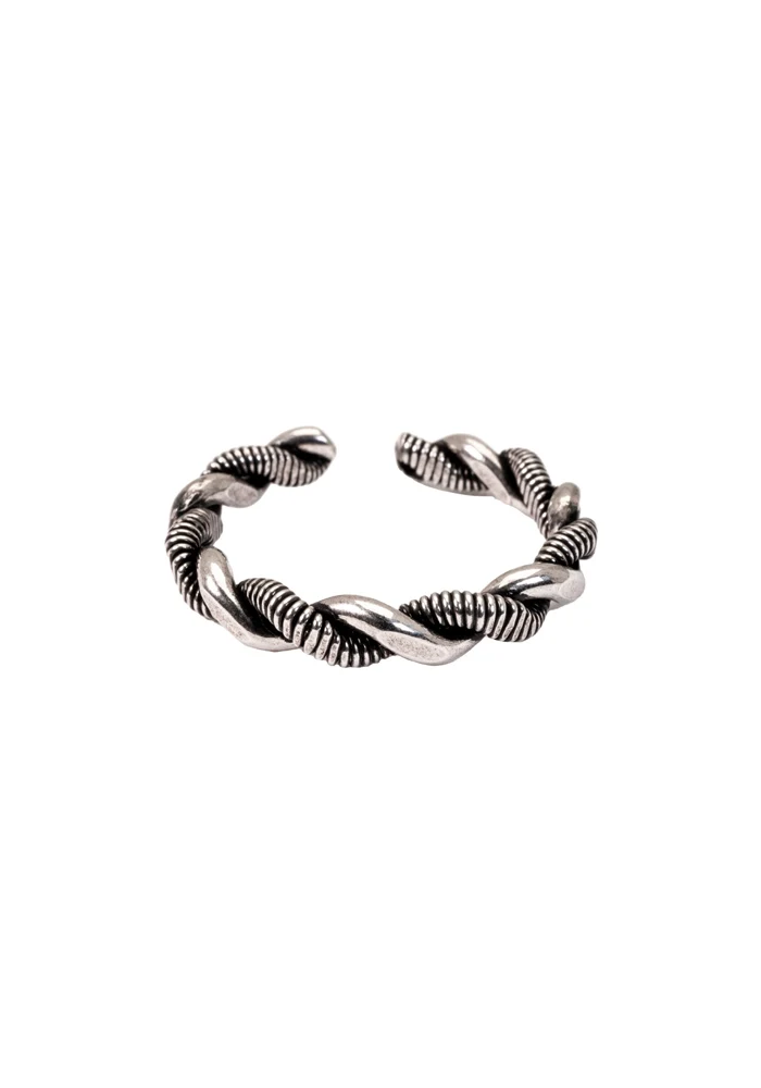 Bague Ajustable Tressée Argent Vieilli