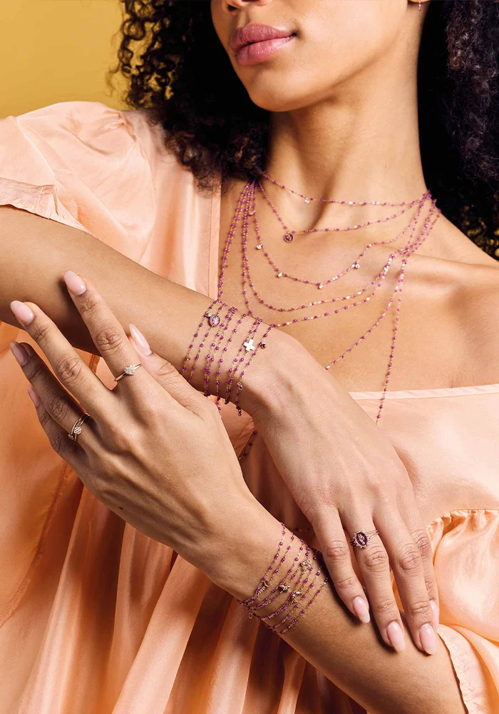 Collier Classique Gigi Or Rose Et Résines Galaxy 42 cm