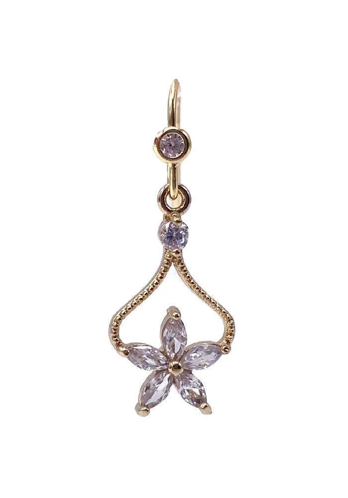 Boucle D'Oreille Avec Pendentif Coeur Inversé Avec Fleur