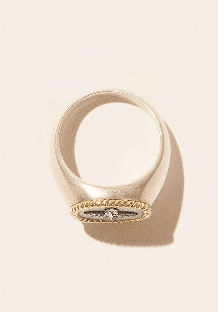 Chevalière Bowie Blanc Homme Diamants