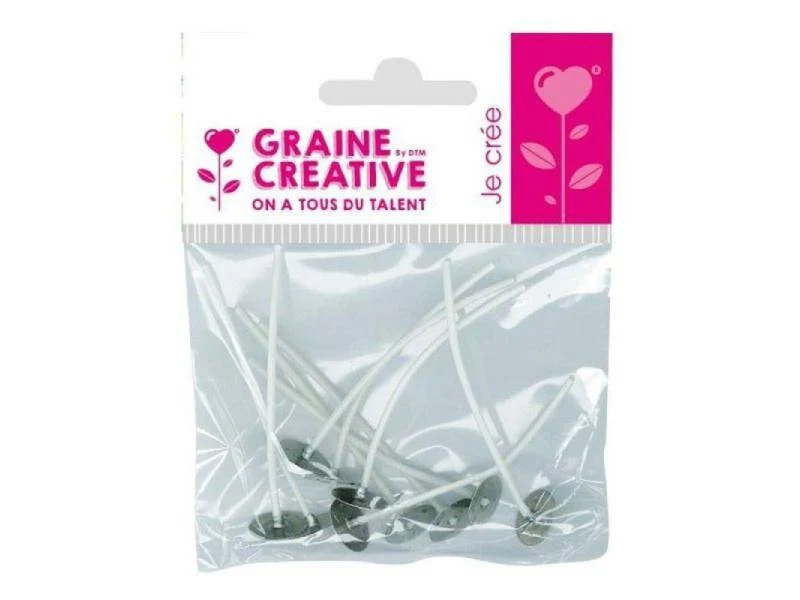 Sachet de 10 mèches à bougies avec pied - 7 cm