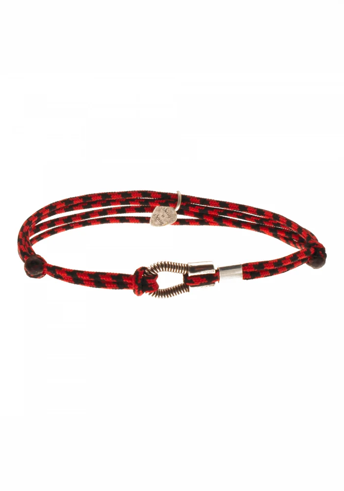 Bracelet Homme Me Corde De Basse Cordon Mix Noir Rouge