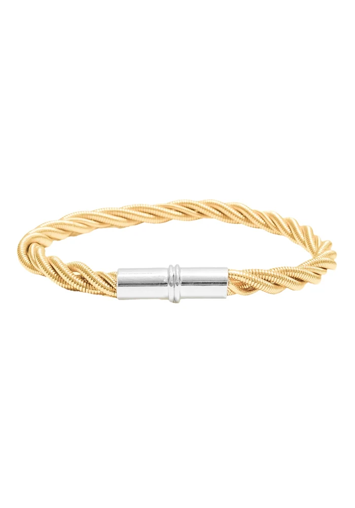 Jonc Twist Plaqué Or et Fermoir Argent