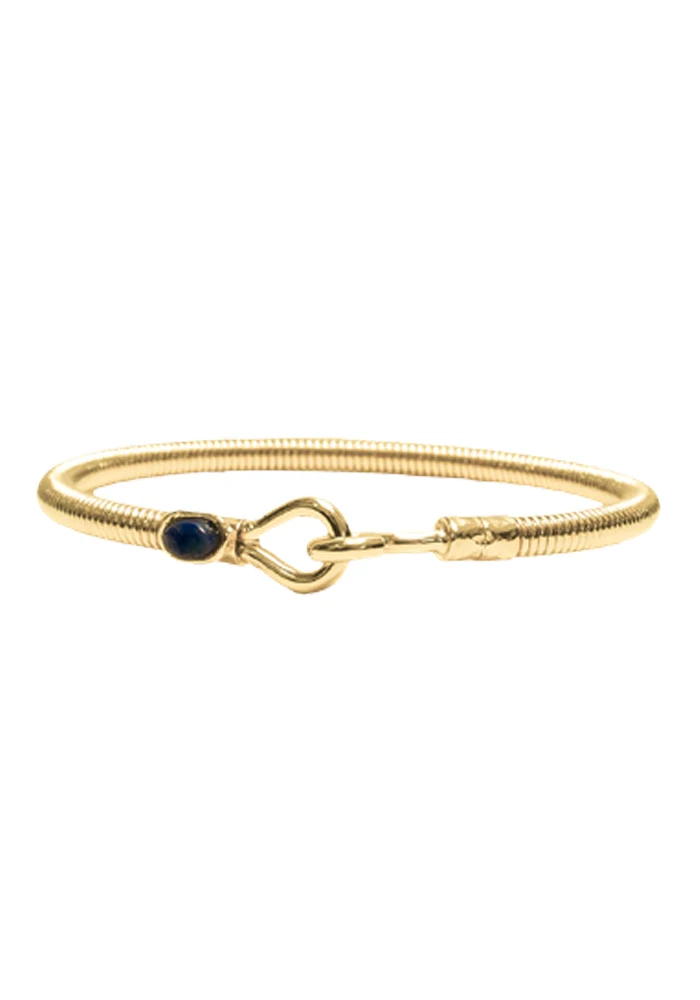 Bracelet Hook Corde De Basse Big Plaqué Or Lapis