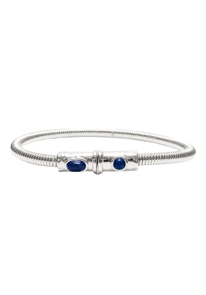 Bracelet Corde De Basse Big Plaqué Argent Lapis