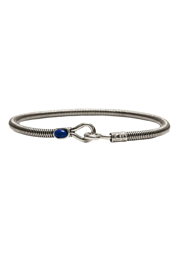 Bracelet Homme Hook Corde De Basse Big Argent Vieilli Lapis