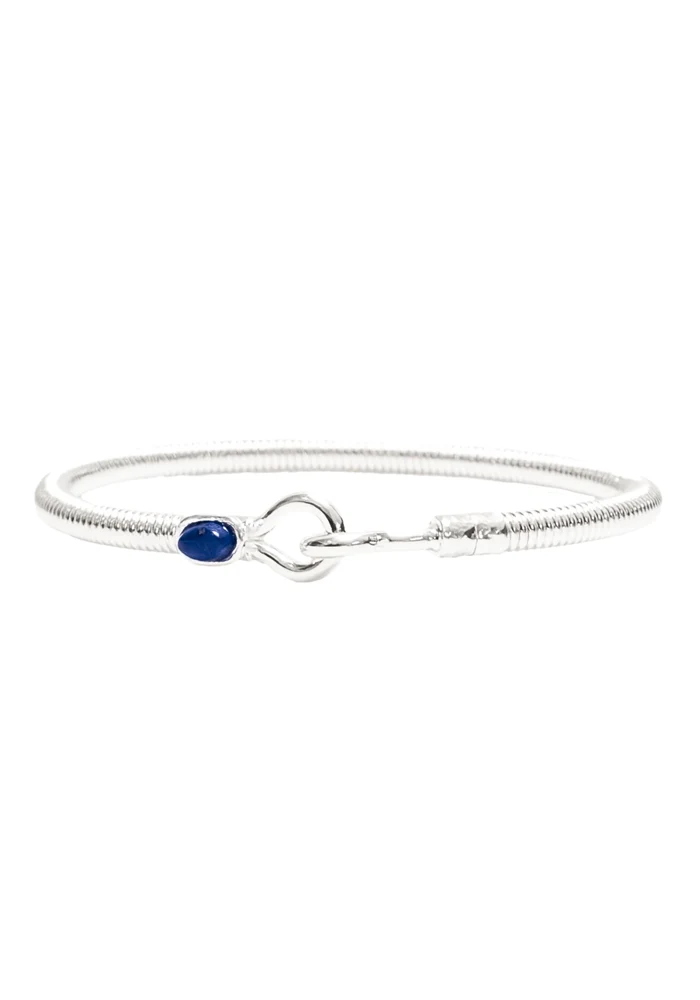 Bracelet Hook Corde De Basse Big Argent Lapis