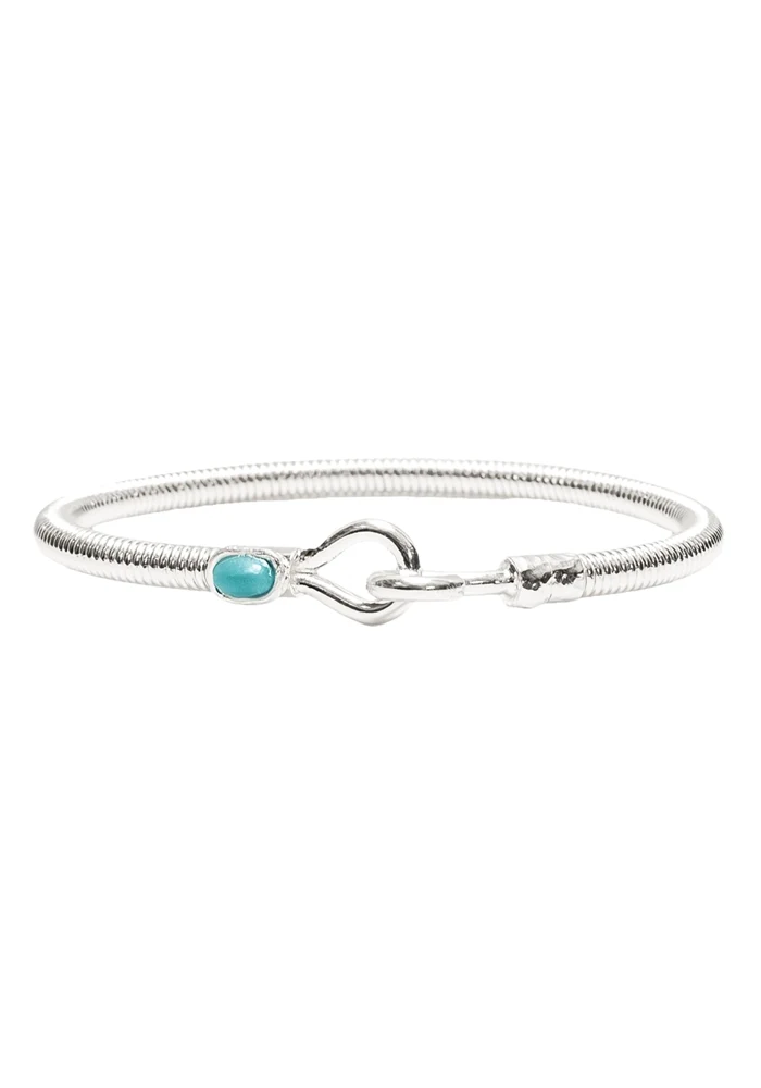 Bracelet Hook Corde De Basse Big Argent Turquoise