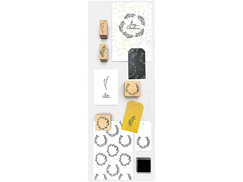 Lot de 4 tampons couronnes + 1 encreur