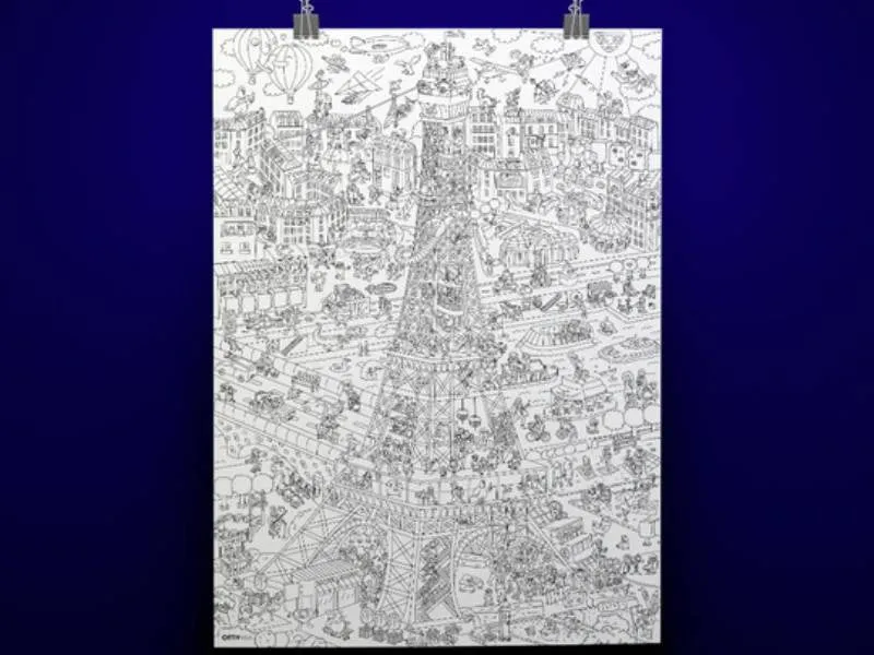 Poster géant à colorier - TOUR EIFFEL - OMY