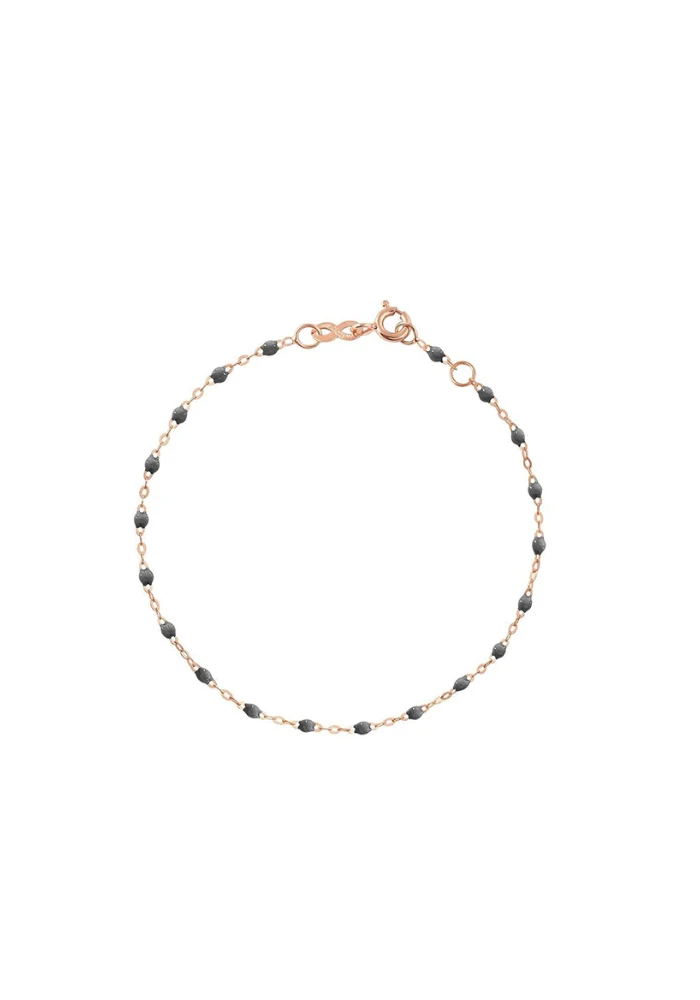 Bracelet Enfant Classique Gigi Or Rose Et Résines Gris Foncé 13cm