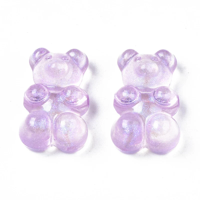 20 perles nounours/ourson acryliques - couleurs variées - 18 x 12 mm