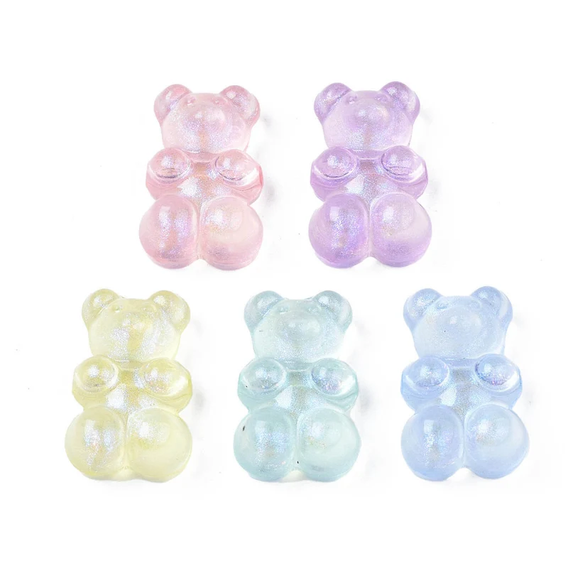 20 perles nounours/ourson acryliques - couleurs variées - 18 x 12 mm
