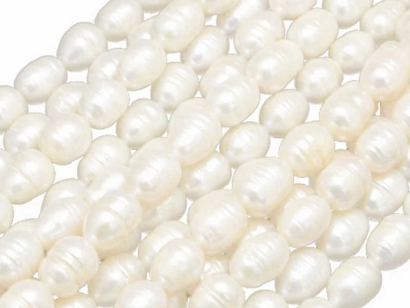 20 perles de culture forme grain de riz - 9 mm environ