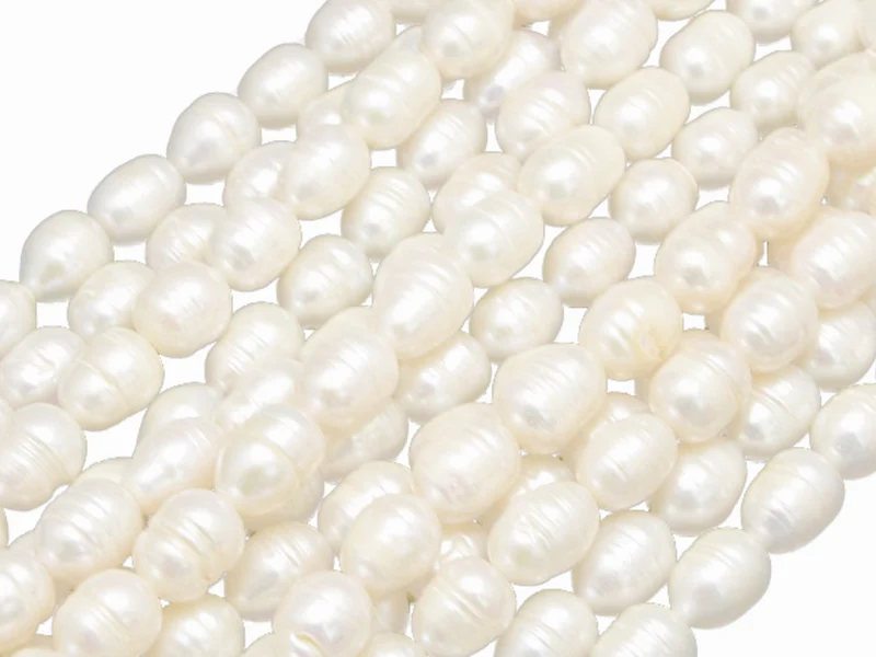 20 perles de culture forme grain de riz - 9 mm environ