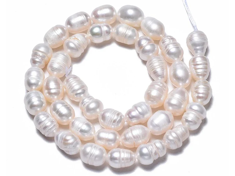 20 perles de culture forme grain de riz - 10 mm env