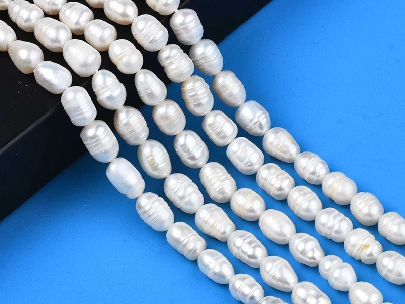 20 perles de culture forme grain de riz - 10 mm env