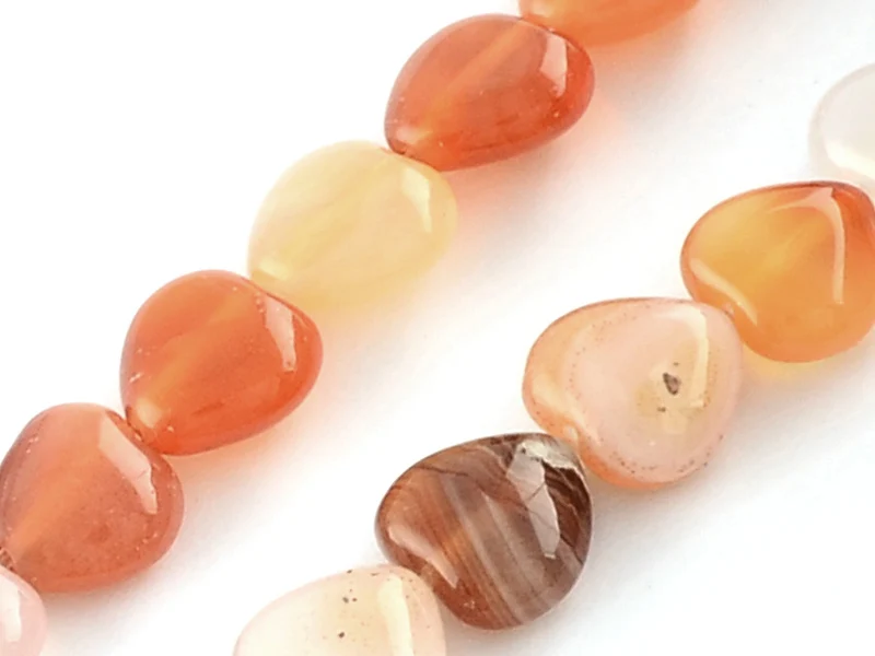 10 perles en forme de cœur en agate rouge - 10 mm