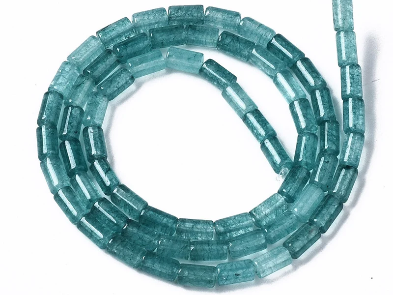 20 perles tube/colonne en aigue-marine avec coloration - 6 x 3 mm