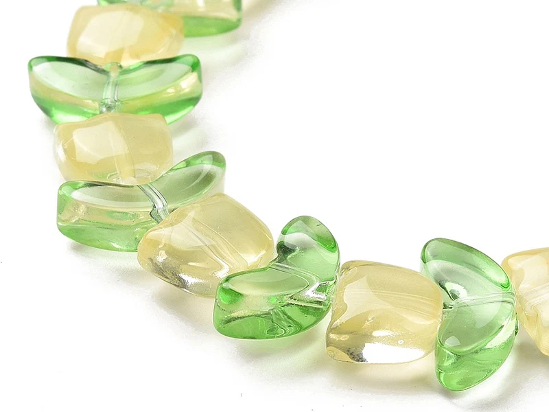 14 perles en verre - Tulipe jaune - 15 x 15 mm