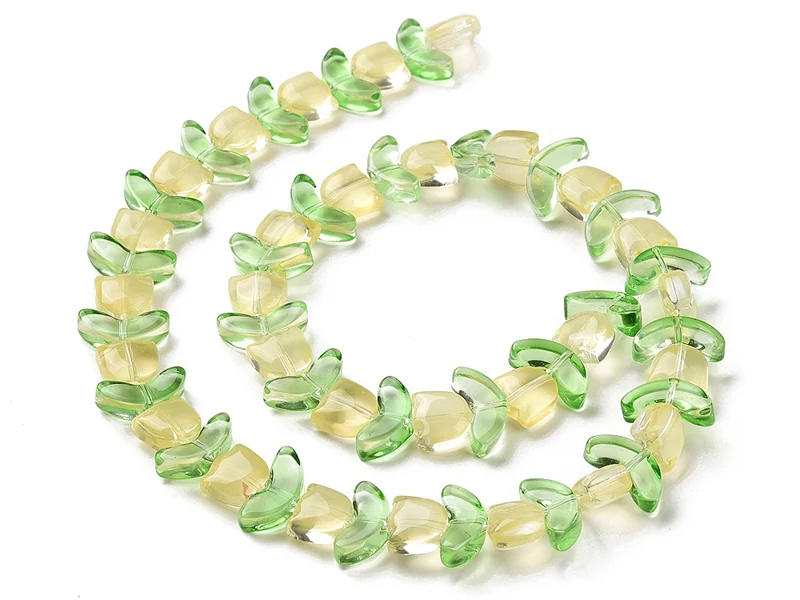 14 perles en verre - Tulipe jaune - 15 x 15 mm
