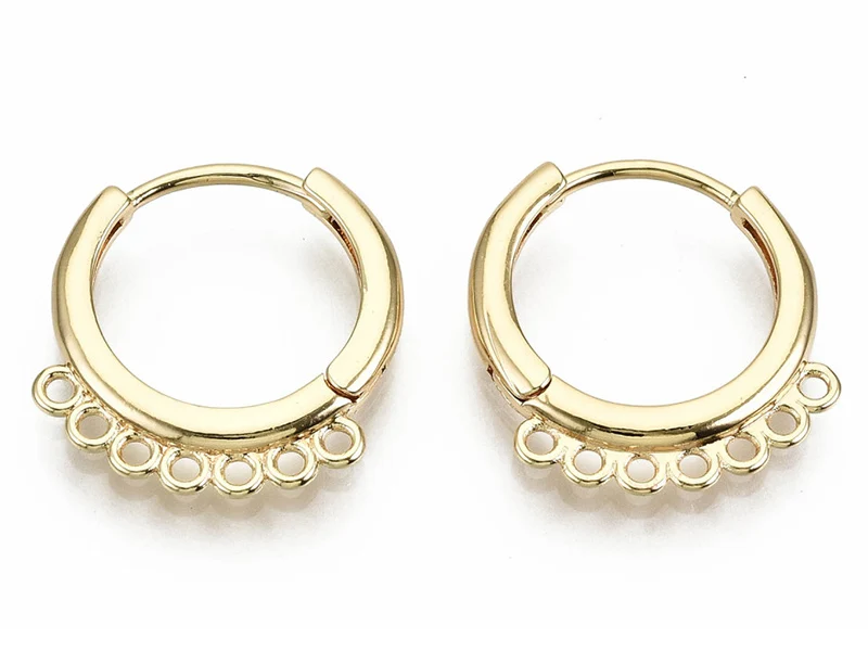 Paire de boucles d'oreilles créoles huggies 7 anneaux - Doré a l'or fin 18K - 17 x 16 mm