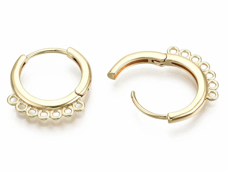 Paire de boucles d'oreilles créoles huggies 7 anneaux - Doré a l'or fin 18K - 17 x 16 mm