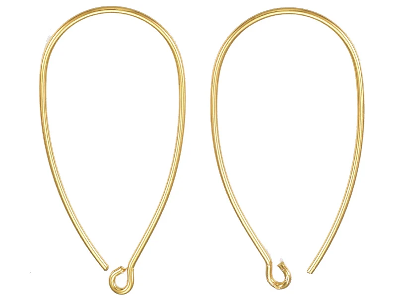Paire de boucles d'oreilles crochet arrondi - Doré a l'or fin 18K - 34 x 18 mm