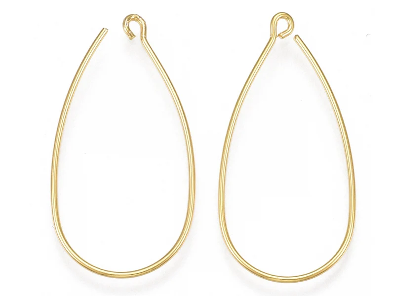 Paire de boucles d'oreilles crochet arrondi - Doré a l'or fin 18K - 34 x 18 mm