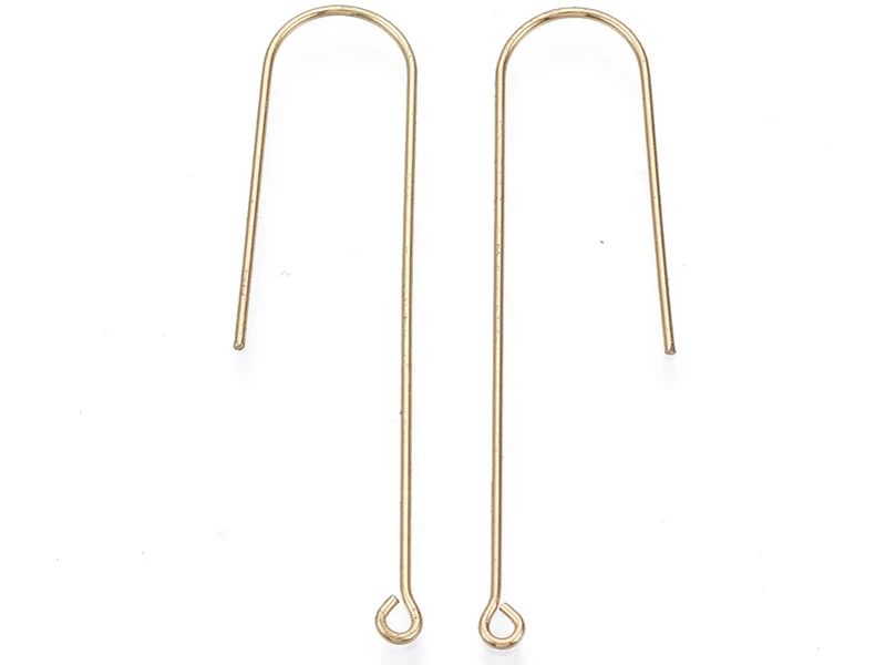 Paire de boucles d'oreilles crochet long - Doré a l'or fin 18K - 45 mm