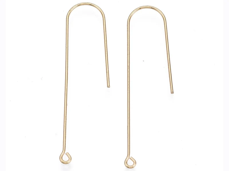Paire de boucles d'oreilles crochet long - Doré a l'or fin 18K - 45 mm