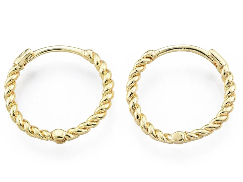 Paire de créoles huggie - Doré a l'or fin 18K - 15 mm