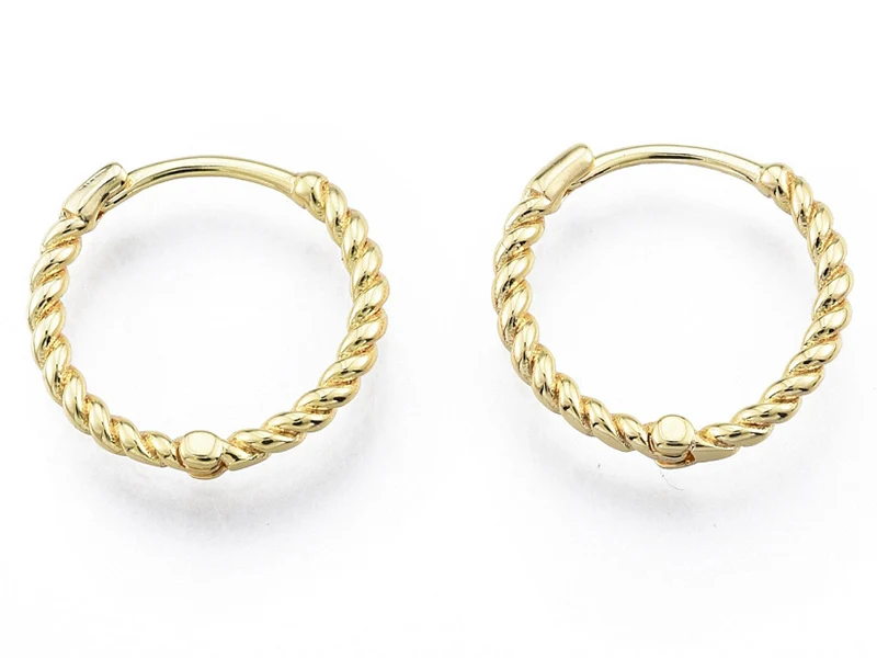 Paire de créoles huggie - Doré a l'or fin 18K - 15 mm