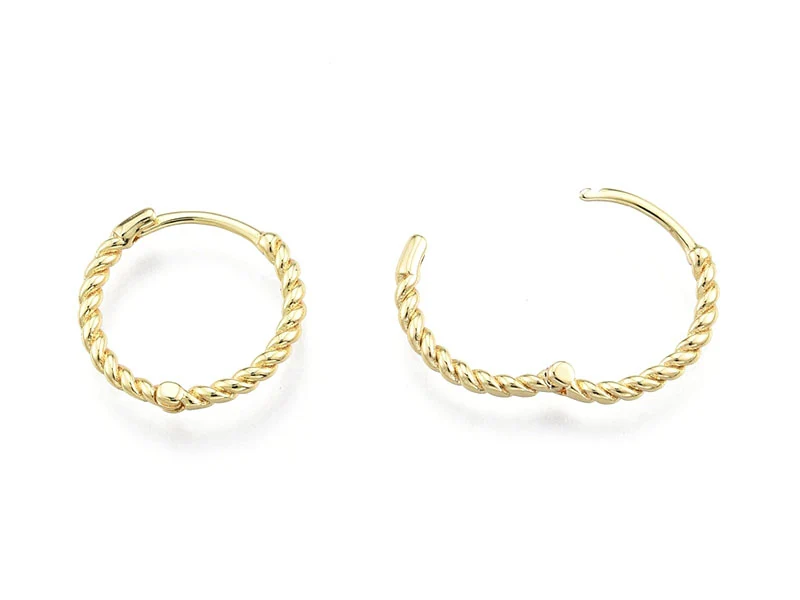Paire de créoles huggie - Doré a l'or fin 18K - 15 mm