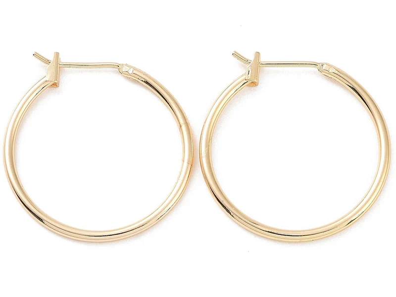Paire de créoles - Doré à l'or fin 18K - 25 mm