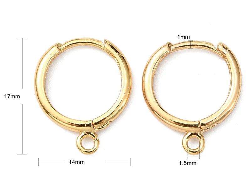 Paire de boucles d'oreilles dormeuses - Doré à l'or fin 18K - 17 mm