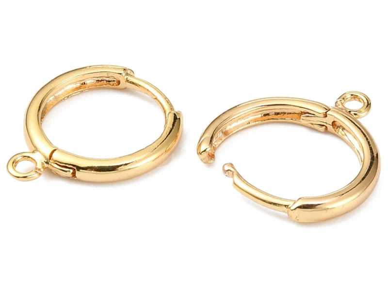 Paire de boucles d'oreilles dormeuses - Doré à l'or fin 18K - 17 mm