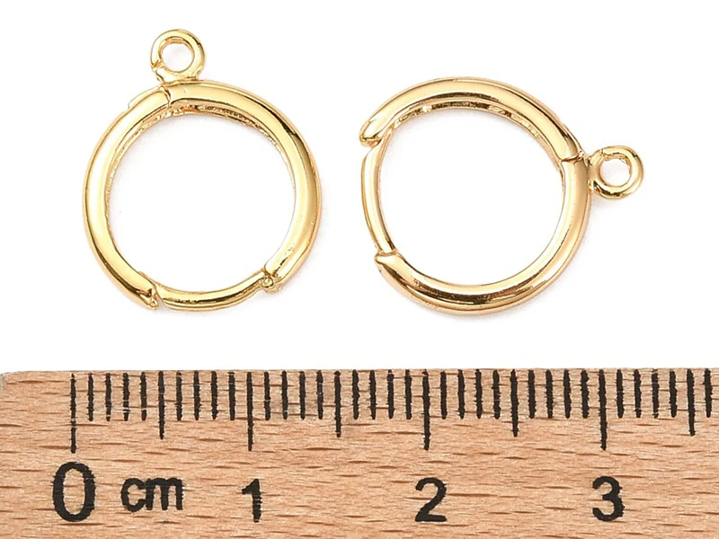 Paire de boucles d'oreilles dormeuses - Doré à l'or fin 18K - 17 mm