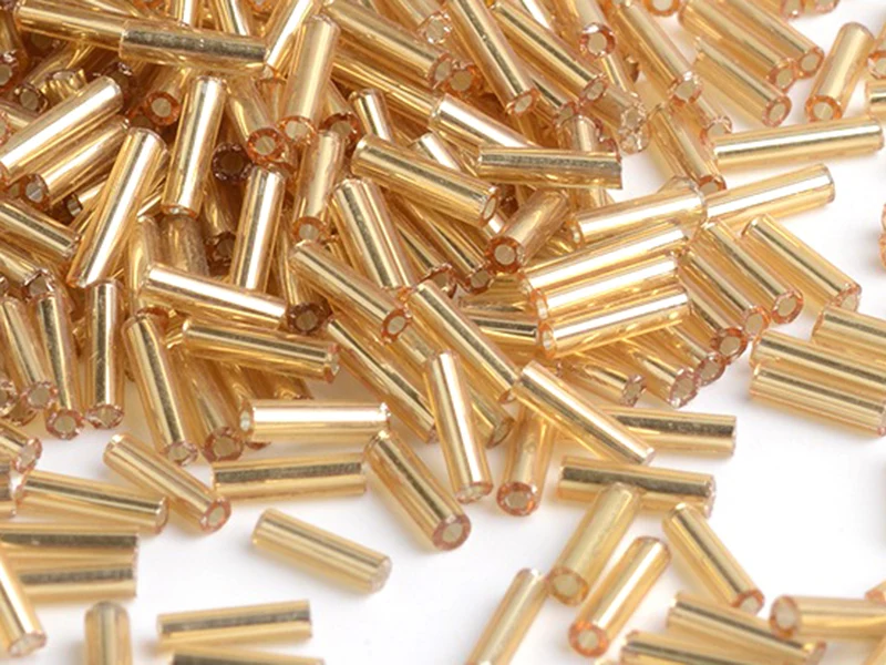 Perles tubes bugles - Doré - 6 mm - 10 g
