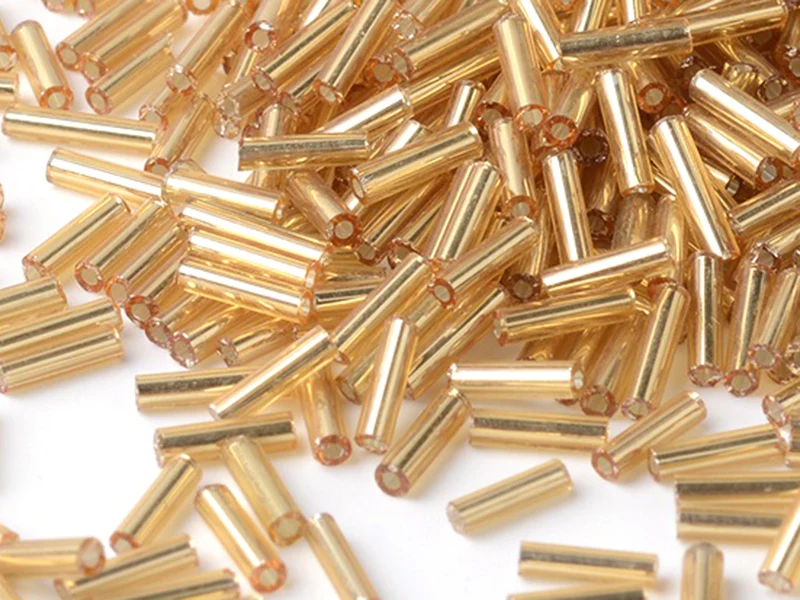 Perles tubes bugles - Doré - 6 mm - 10 g